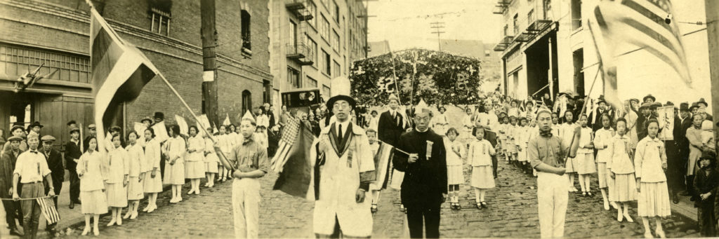 Fr. Wu and TS division c1920s  China's National Holiday parade San Francisco